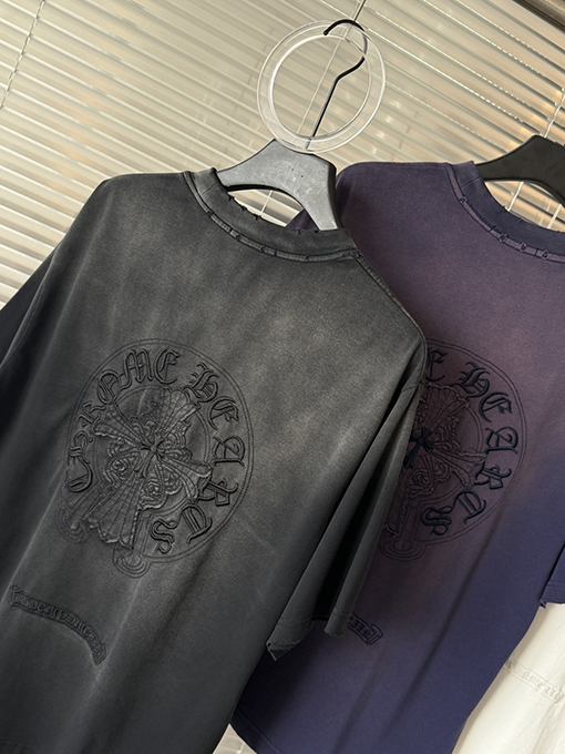 クロムハーツ クロスステッカー刺繍カップル半袖Tシャツ