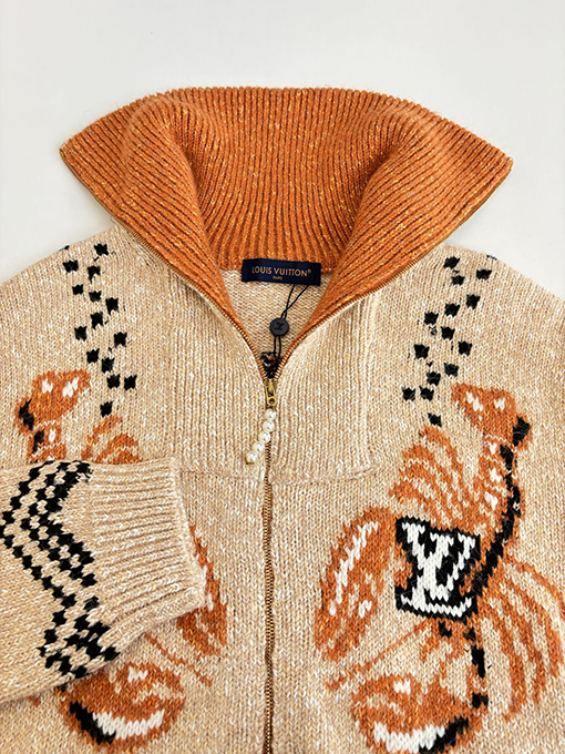 ルイヴィトン Nigo コラボロブスターとウールのニットジッパージャケット