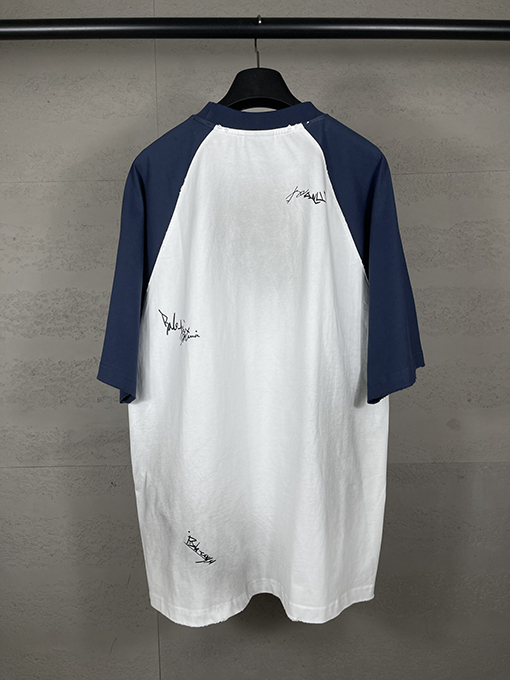 バレンシアガ 新しいファッションのカラフルな署名ロゴ落書き半袖Tシャツ