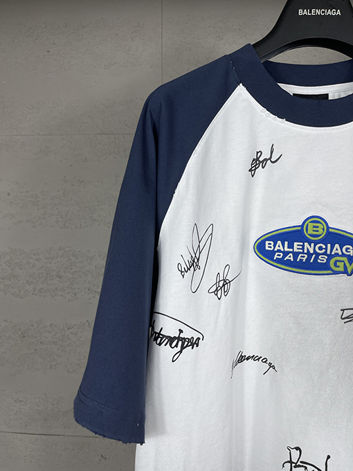 バレンシアガ 新しいファッションのカラフルな署名ロゴ落書き半袖Tシャツ