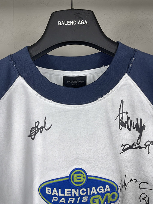 バレンシアガ 新しいファッションのカラフルな署名ロゴ落書き半袖Tシャツ
