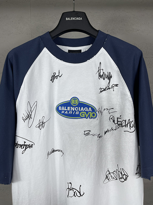 バレンシアガ 新しいファッションのカラフルな署名ロゴ落書き半袖Tシャツ