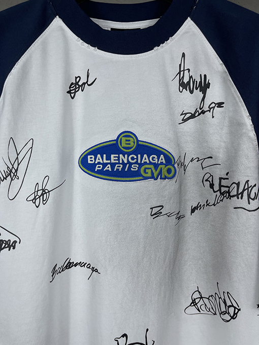 バレンシアガ 新しいファッションのカラフルな署名ロゴ落書き半袖Tシャツ