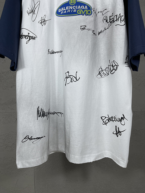 バレンシアガ 新しいファッションのカラフルな署名ロゴ落書き半袖Tシャツ