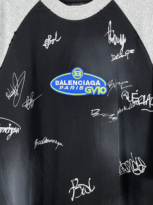 バレンシアガ 新しいファッションのカラフルな署名ロゴ落書き半袖Tシャツ