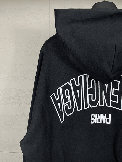 バレンシアガスーパーコピー バックミラー反転文字刺繍フード付きジッパーパーカー