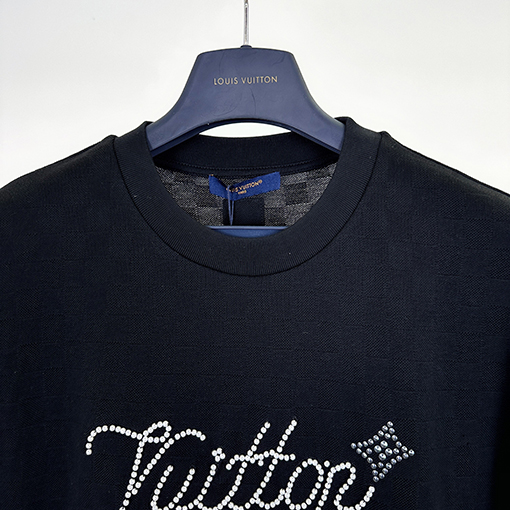 ルイヴィトン チェック柄ビーズ半袖Tシャツ
