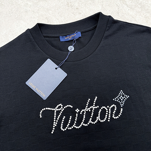 ルイヴィトン チェック柄ビーズ半袖Tシャツ