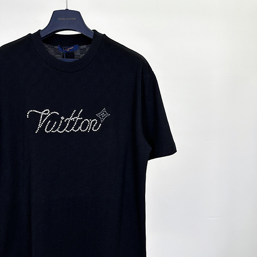 ルイヴィトン チェック柄ビーズ半袖Tシャツ