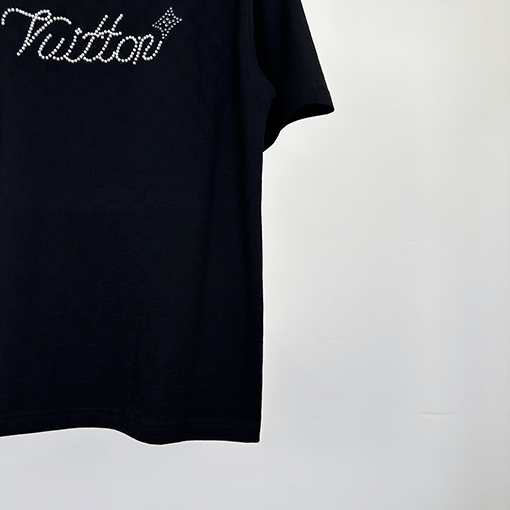ルイヴィトン チェック柄ビーズ半袖Tシャツ