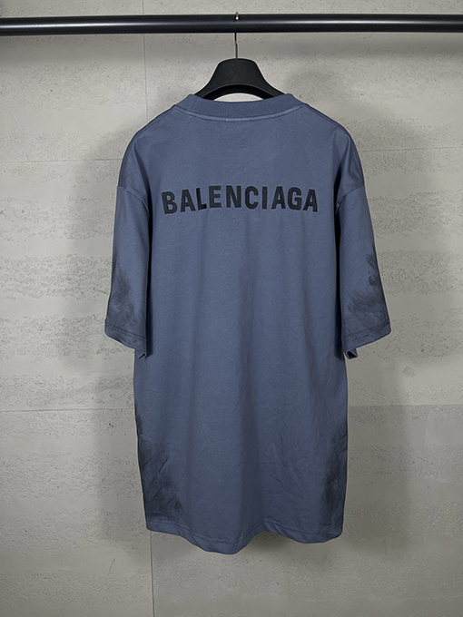 バレンシアガ アルファベットロゴ刺繍手描き落書き古いクラフト半袖Tシャツ