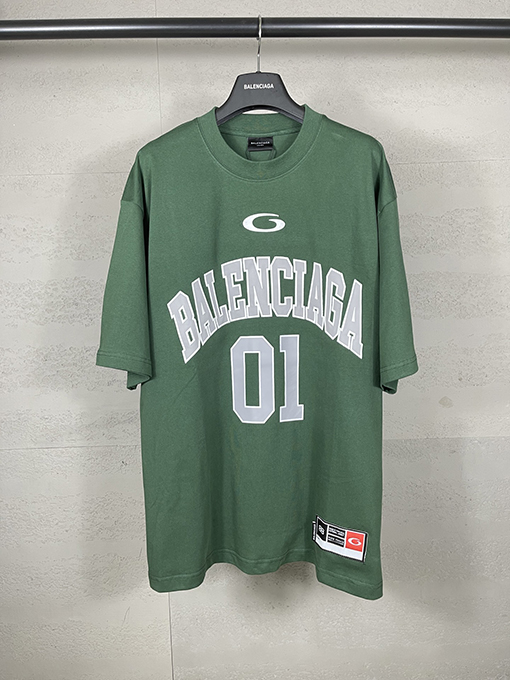 バレンシアガ バスケットボールジャージ要素刺繍プリント半袖Tシャツ