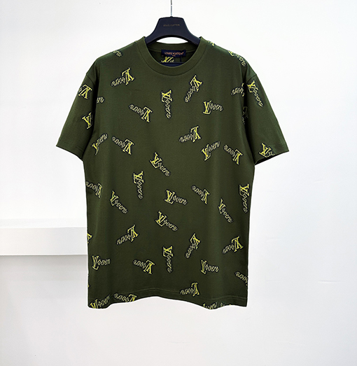 ルイヴィトン ジャカードロゴコットン半袖Tシャツ