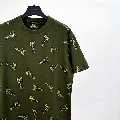 ルイヴィトン ジャカードロゴコットン半袖Tシャツ