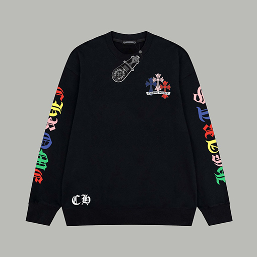 クロムハーツ クラシックなカラークロスロゴ文字プリントセーター