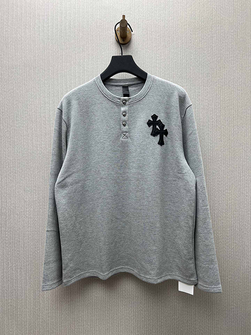 クロムハーツ ピン皮ヘンリー襟ワッフルパーカー