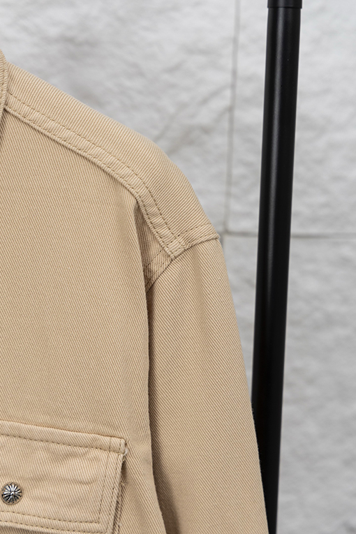 クロムハーツ 新作限定Work Dog Jacket 桜色チェッカー柄パッチワークレザーデザインデニムジャケット