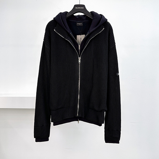 バレンシアガ Balenc1aga 偽の2枚のフード付きセーターコート