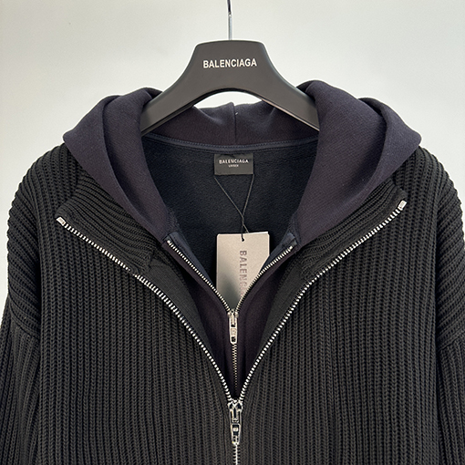 バレンシアガ Balenc1aga 偽の2枚のフード付きセーターコート