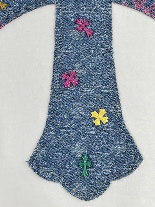 クロムハーツ デニムパッチ刺繍カップルクルーネックパーカー