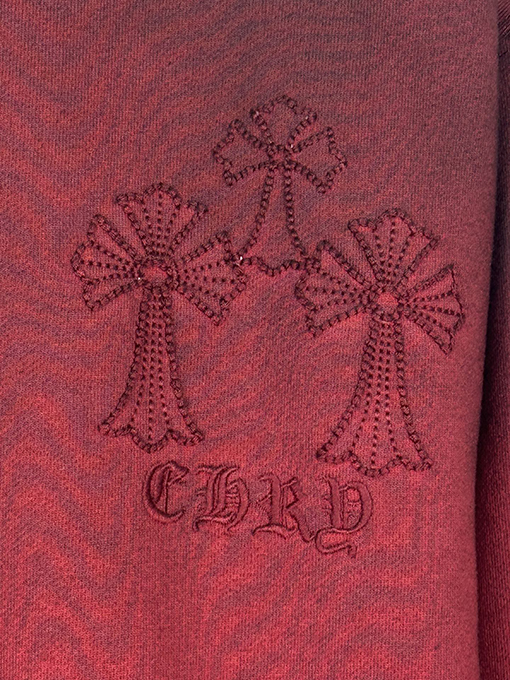 クロムハーツ ウォッシュパッチ刺繍ラウンドネックパーカー