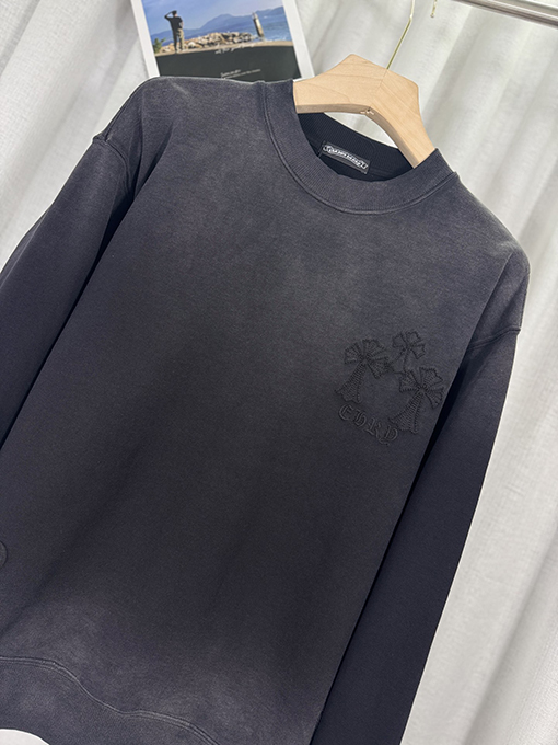 クロムハーツ ウォッシュパッチ刺繍ラウンドネックパーカー
