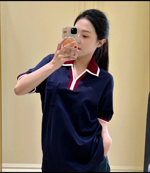 グッチ ファッションの衝突色の刺繍文字半袖Tシャツ