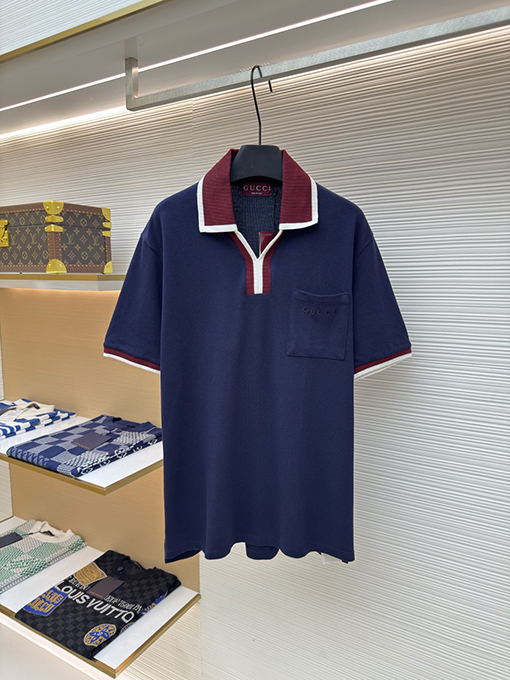 グッチ ファッションの衝突色の刺繍文字半袖Tシャツ