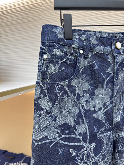 ルイヴィトン ファッション花刺繍文字デニムショーツ
