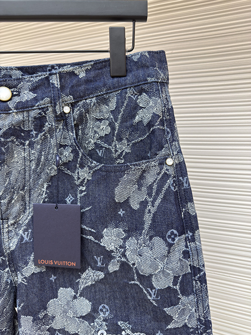 ルイヴィトン ファッション花刺繍文字デニムショーツ