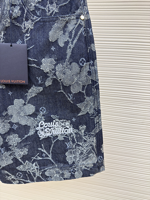 ルイヴィトン ファッション花刺繍文字デニムショーツ