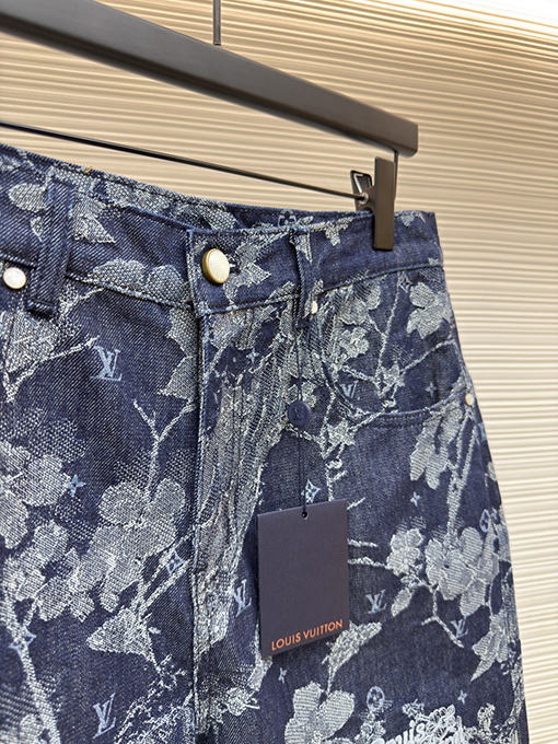 ルイヴィトン ファッション花刺繍文字デニムショーツ