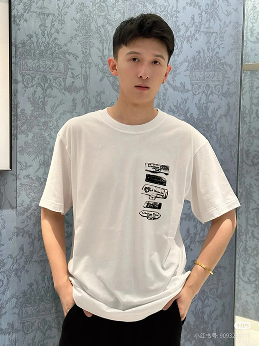 ディオール ファッション植毛ロゴ半袖Tシャツ