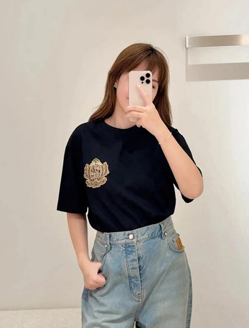 ルイヴィトンスーパーコピー ファッション金糸子犬章仔半袖Tシャツ