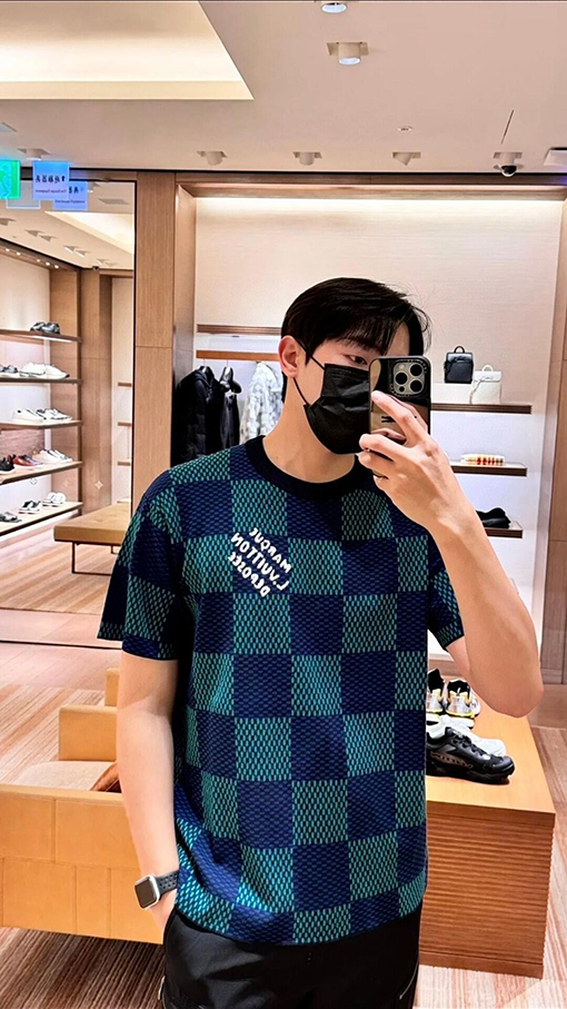 ルイヴィトン チェック柄ニット半袖Tシャツ