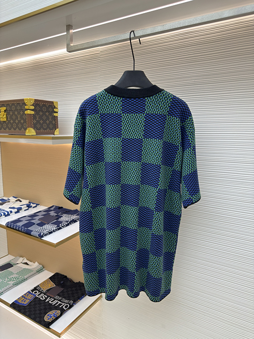 ルイヴィトン チェック柄ニット半袖Tシャツ