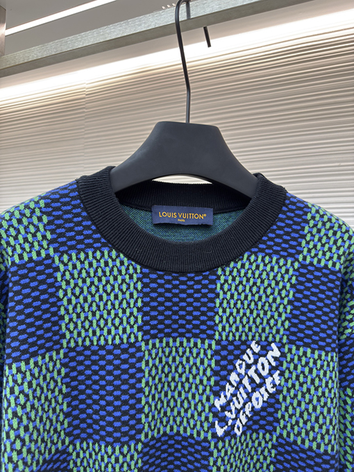 ルイヴィトン チェック柄ニット半袖Tシャツ