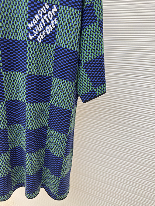 ルイヴィトン チェック柄ニット半袖Tシャツ