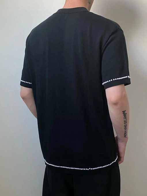 ルイヴィトン パールライン刺繍半袖Tシャツ