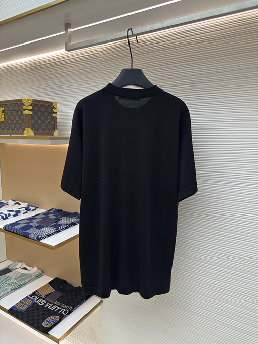 ルイヴィトンコピー ポケット刺繍ビーズニット半袖Tシャツ