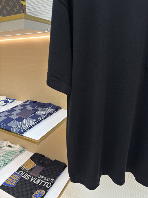 ルイヴィトンコピー ポケット刺繍ビーズニット半袖Tシャツ