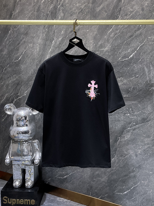 クロムハーツ ファッションクロス馬蹄スプラッシュ半袖Tシャツ