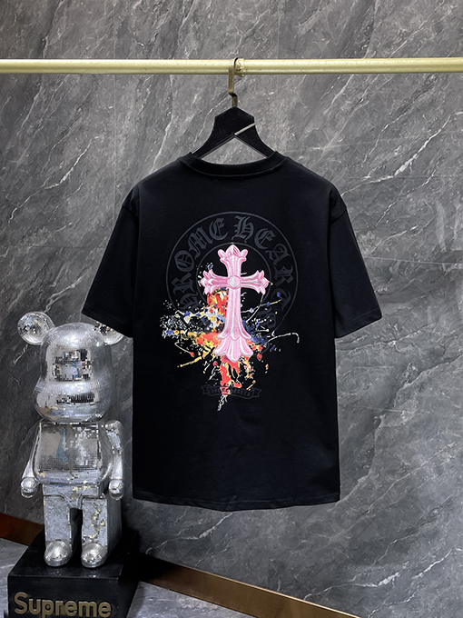 クロムハーツ ファッションクロス馬蹄スプラッシュ半袖Tシャツ