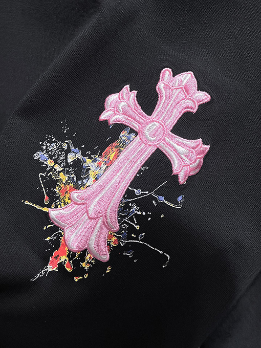 クロムハーツ ファッションクロス馬蹄スプラッシュ半袖Tシャツ