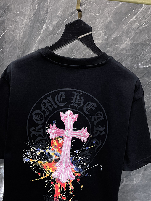 クロムハーツ ファッションクロス馬蹄スプラッシュ半袖Tシャツ