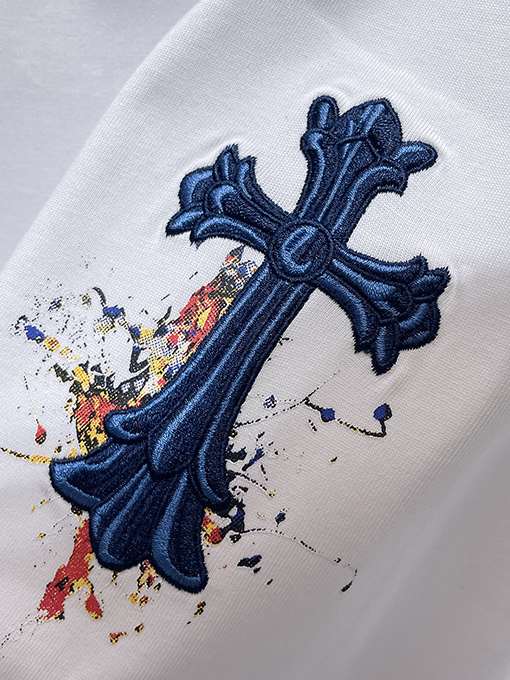 クロムハーツ ファッションクロス馬蹄スプラッシュ半袖Tシャツ