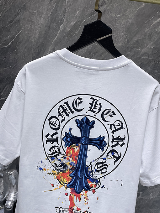 クロムハーツ ファッションクロス馬蹄スプラッシュ半袖Tシャツ