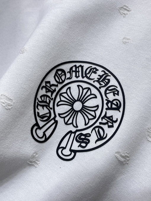 クロムハーツ スタイリッシュなウォッシュモデルの馬蹄衝突色の半袖Tシャツ