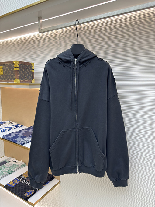 バレンシアガ アルファベットテープ穴ジッパーフード付きジャケット