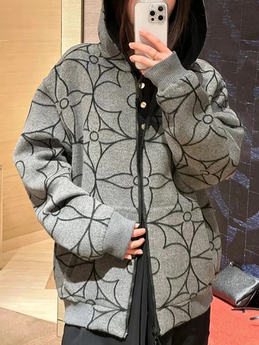 ルイヴィトン ファッションサークルフラワー両面ウールコート